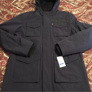 levi's arctic cloth hooded rain jacket